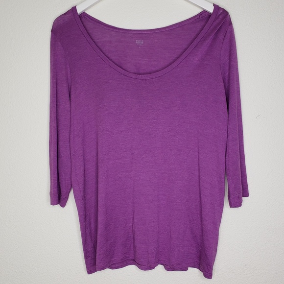 Eileen Fisher Tops - Eileen Fisher Purple 3/4 Sleeve Silk Blouse